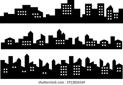 Silhouette Urban Building Skyline Panoramic Illustration Stock Vector ...