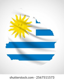 Silhouette of Uruguay map filled with the Uruguayan flag design, symbolizing national pride, cultural heritage, and geographic identity.  
