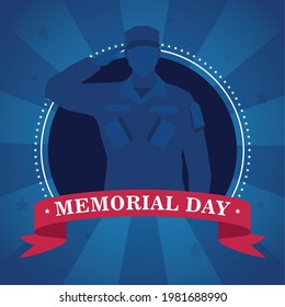 Silhouette of a US army man Memorial day