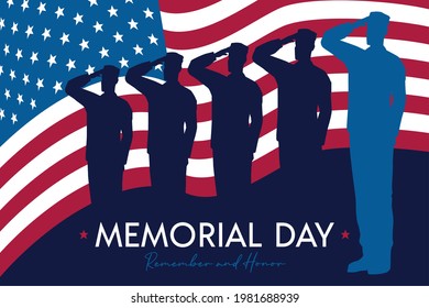 Silhouette of a US army men Memorial day