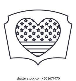 Silhouette usa flag inside heart design