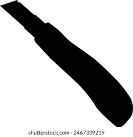 Silhouette of utility knife illustration. Essential tool in black color. Home repair accessories. 