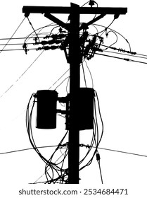 Uma silhueta de um polo utilitário com transformadores