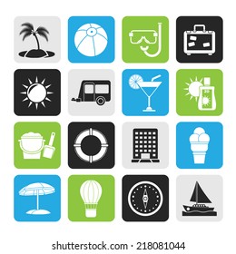 Silhouette Vacation and holiday icons - vector icon set