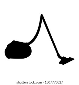 Silhouette of vacuum cleaner. Vector black icon on white background.