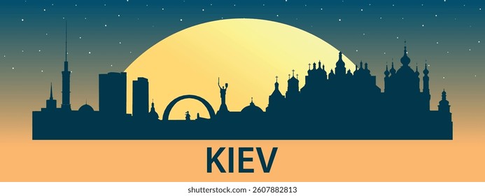 Silhouette of the Valencia skyline against the backdrop of the Big Yellow Moon and starry sky
