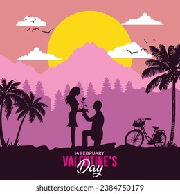 silhouette valentines day celebration social media post template
