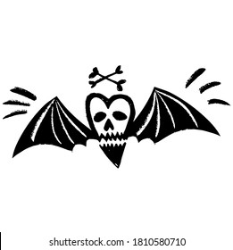 SCHWARZES BAT. einzeln auf weißem Hintergrund, Vektorsymbol Flittermaus nächtliche Kreaturen Illustration. Silhouette von Fledermäusen Halloween-Zeichen, Vektorgrafik auf weißem Hintergrund