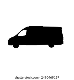 silhouette of a van side view, transport, van - vector illustration

