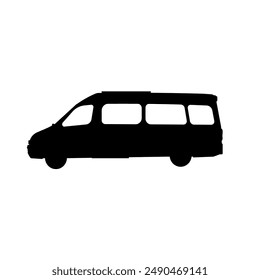 silueta de una furgoneta vista lateral, transporte, furgoneta - Ilustración vectorial

