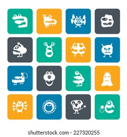 Silhouette various abstract monsters illustration - vector icon set