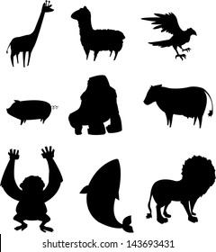 silhouette of various animals