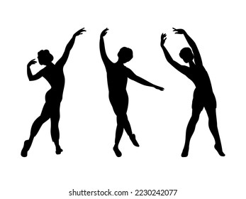 Silhouette of various man Ballet dancer isolated on white. Man Classic Choreography dancer