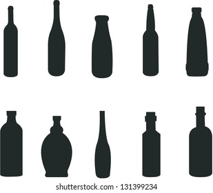 Silhouette of various style of bottles