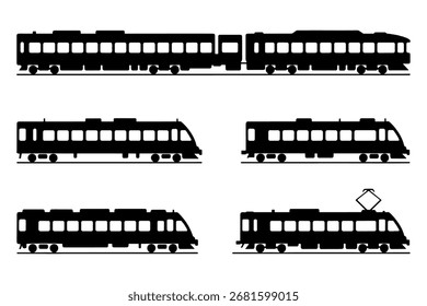 Silueta de varios vagones de tren
