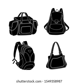 silhouette of various types of vector design bag isolated white background