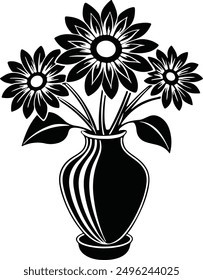 a silhouette vase vector with whte back ground