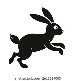 silhouette vector 2 easter bunny motion on white  background