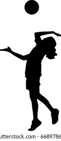 Silhouette vector of abstract volleyball player, hit that ball !