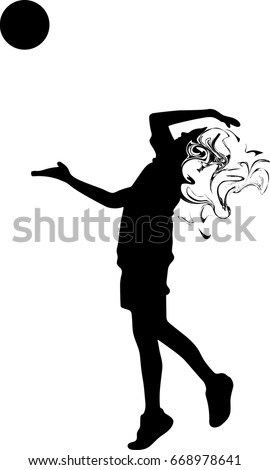 Silhouette vector of abstract volleyball player, hit that ball !
