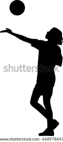 Silhouette vector of abstract volleyball player, hit that ball !