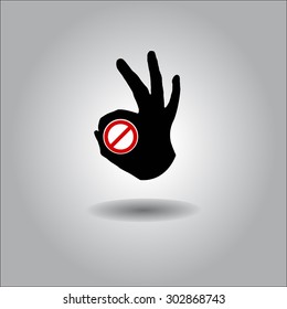 Silhouette Vector All-Fine OK Hand with forbidden sign, creative design.