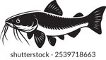 A silhouette vector art of Catfish