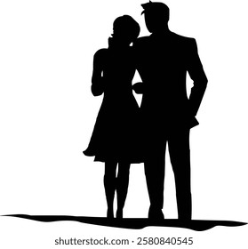 Silhouette vector art of Couple 