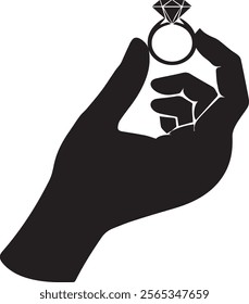 Silhouette Vector Art of Hand Rings. A chic silhouette illustration of a hand ring, perfect for design endeavors and creative projects. Access high-quality vector art today.

