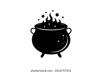 Silhouette vector art illustration of a cauldron bubbling with potion