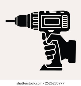 A Silhouette Vector Art Illustration of a DRIL Machine