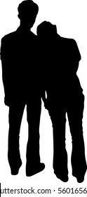 Silhouette vector of back view of young couple (man and woman) hug