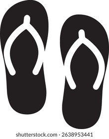 Silhouette vector of beach flip-flops. Perfect for summer, vacation, and casual footwear design projects.