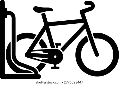 Silhouette vector of a bicycle parked on a modern stand design