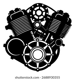 Silhouette Vector of Bike Engine on white background