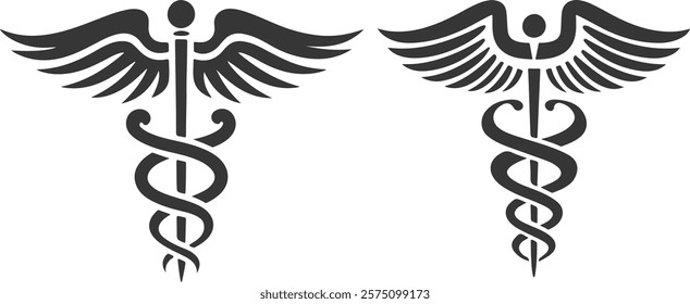 silhouette vector of a black Caduceus icon