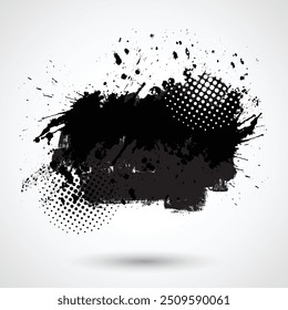 Silhouette Vector Black Color brush stroke, paint Background.