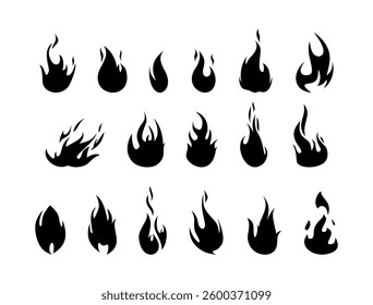 silhouette vector black fire and bonfire isolated icon collection