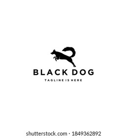Vector de silueta de perro de jumping negro