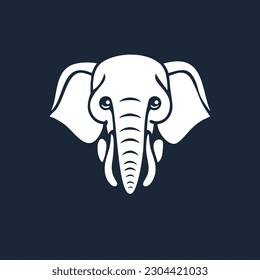 Silhouette vector black and white graphic illustration of a stylized elephant head