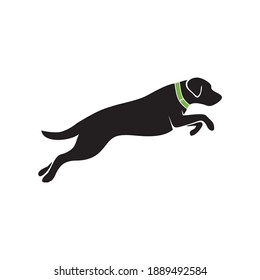 Silhouette vector of a black and white jumping dog