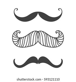 Silhouette vector black white mustache hair hipster curly collection beard barber and gentleman symbol fashion human facial gave vector illustration.