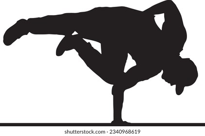 Silhouette Vector of Break Dancer in Handstand, Hip-Hop Acrobatics: Handstand Vector Illustration of a Break Dancer, Break Dancer Handstand - Vector Illustration