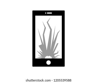 Silhouette Vector Broken Smartphone Sign Symbol Icon Logo Template Design Inspiration