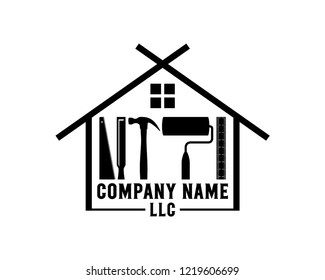 Silhouette Vector Building Tools for Renovation Sign Symbol Icon Concept Logo Template Design Inspiration
