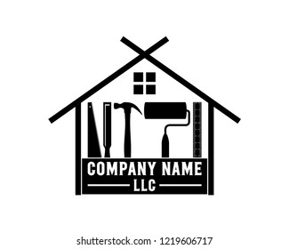 Silhouette Vector Building Tools for Renovation Sign Symbol Icon Concept Logo Template Design Inspiration