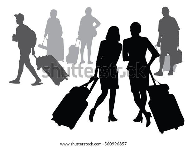 Silhouette Vector Business People Airport Terminal Stock Vector 