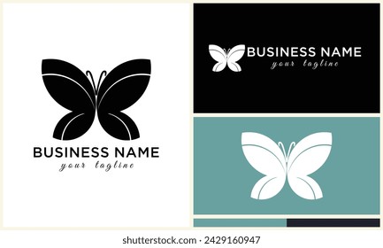 plantilla de logotipo de mariposa vector de silueta