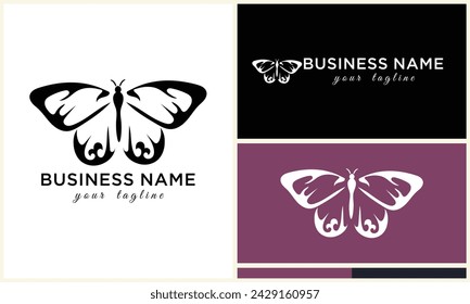 plantilla de logotipo de mariposa vector de silueta