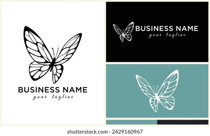 plantilla de logotipo de mariposa vector de silueta